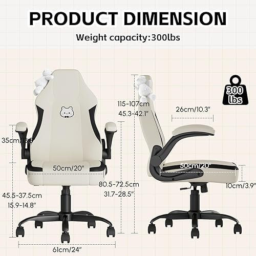 Miniatura 3 de Sillas Gaming para Adultos, Silla de Oficina con Soporte Lumbar y Altura Ajustable, Silla de Computadora con Reposabrazos Abatibles, Silla de Tareas