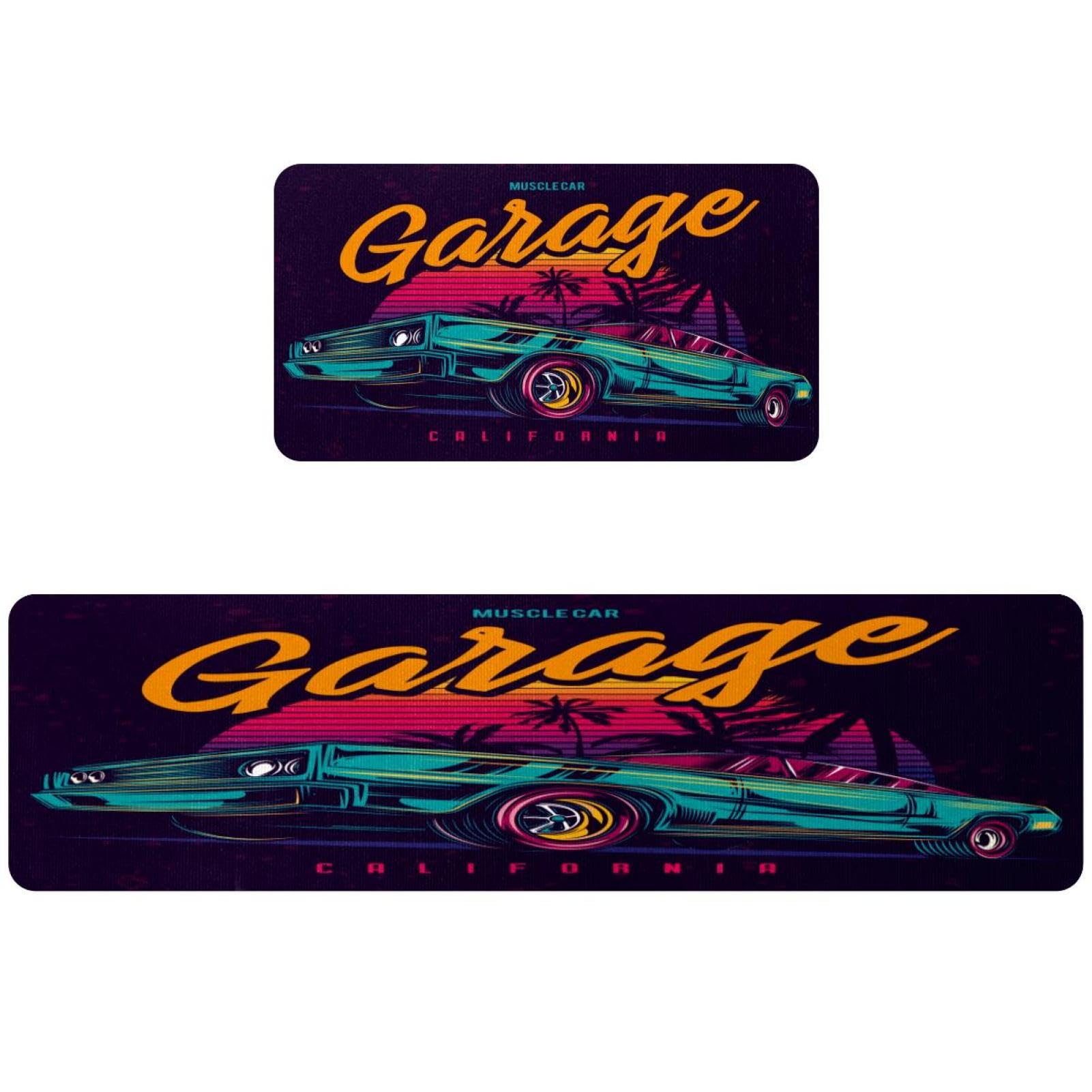 Tapis de cuisine rétro américain antidérapant lot de 2 tapis lavables pour buanderie