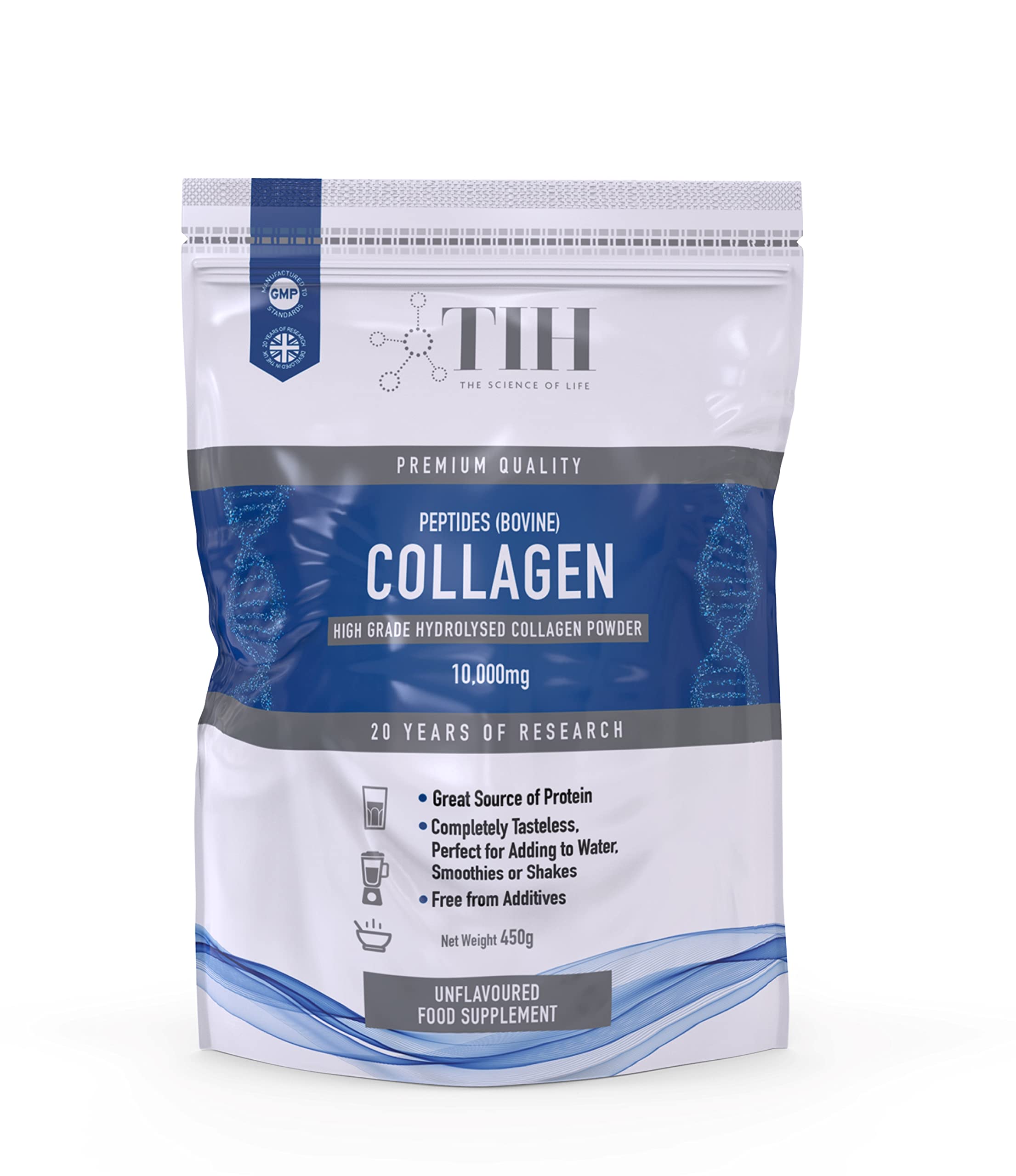 Hydrolysed Collagen Powder (Bovine) 450g High Protein Grass Fed
