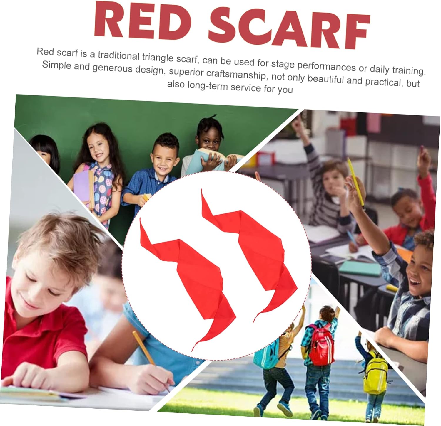 CALLARON Children's Triangle Scarf Set Red Scarves for Boys and Girls Play Dance