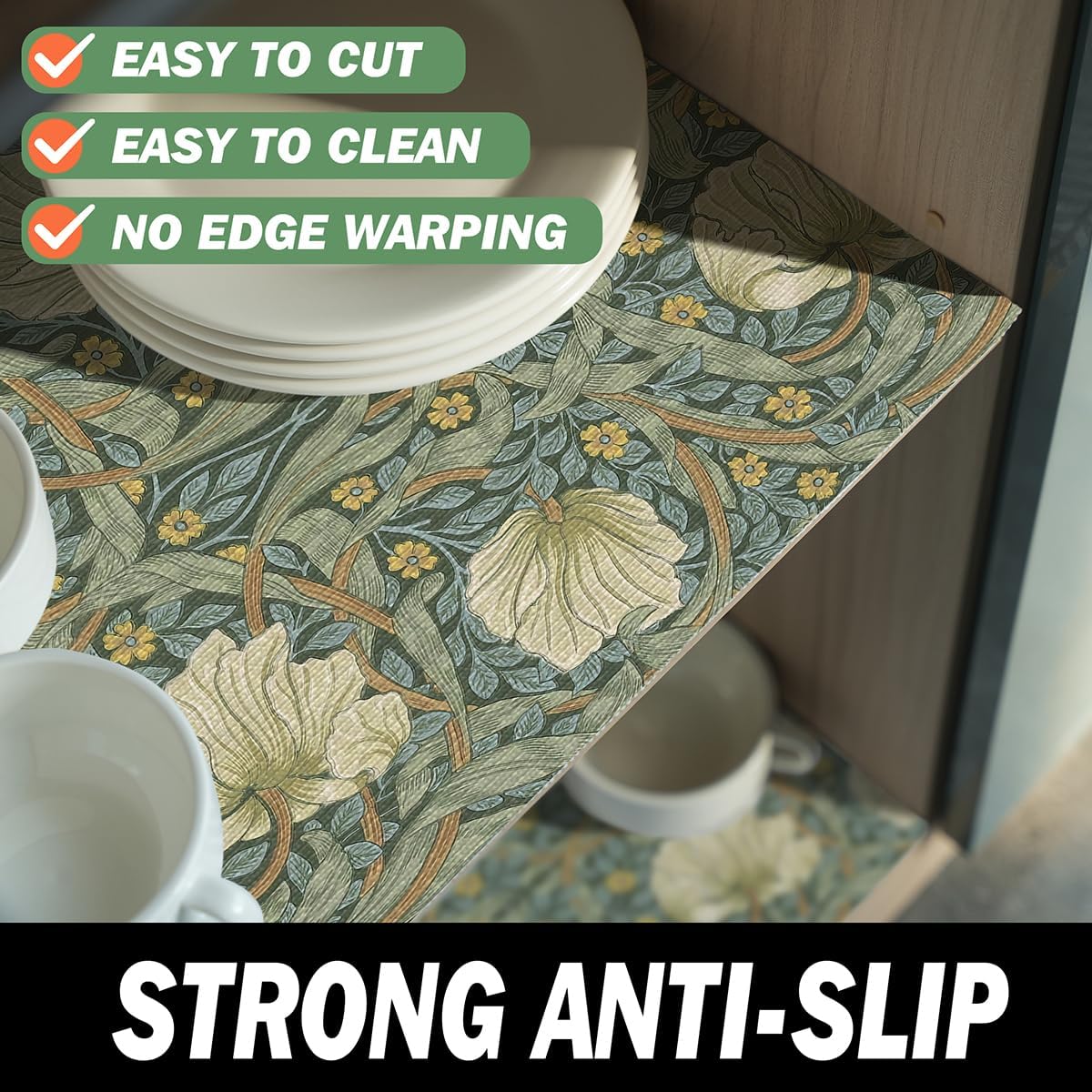 Quttisay Shelf Liner for Kitchen Cabinets Non-Adhesive Cabinet Liner,Non-Slip Drawer Liners,Waterproof Pantry Shelf Liners Cover,Easy to Clean Cabinet Liners for Shelves,Drawers,Cupboard image 2