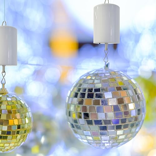 Miniatura 7 de Motor giratorio de viento con mando a distancia, motor móvil con pilas, motor de exhibición colgante para colgar adornos de Navidad, bola de espejo