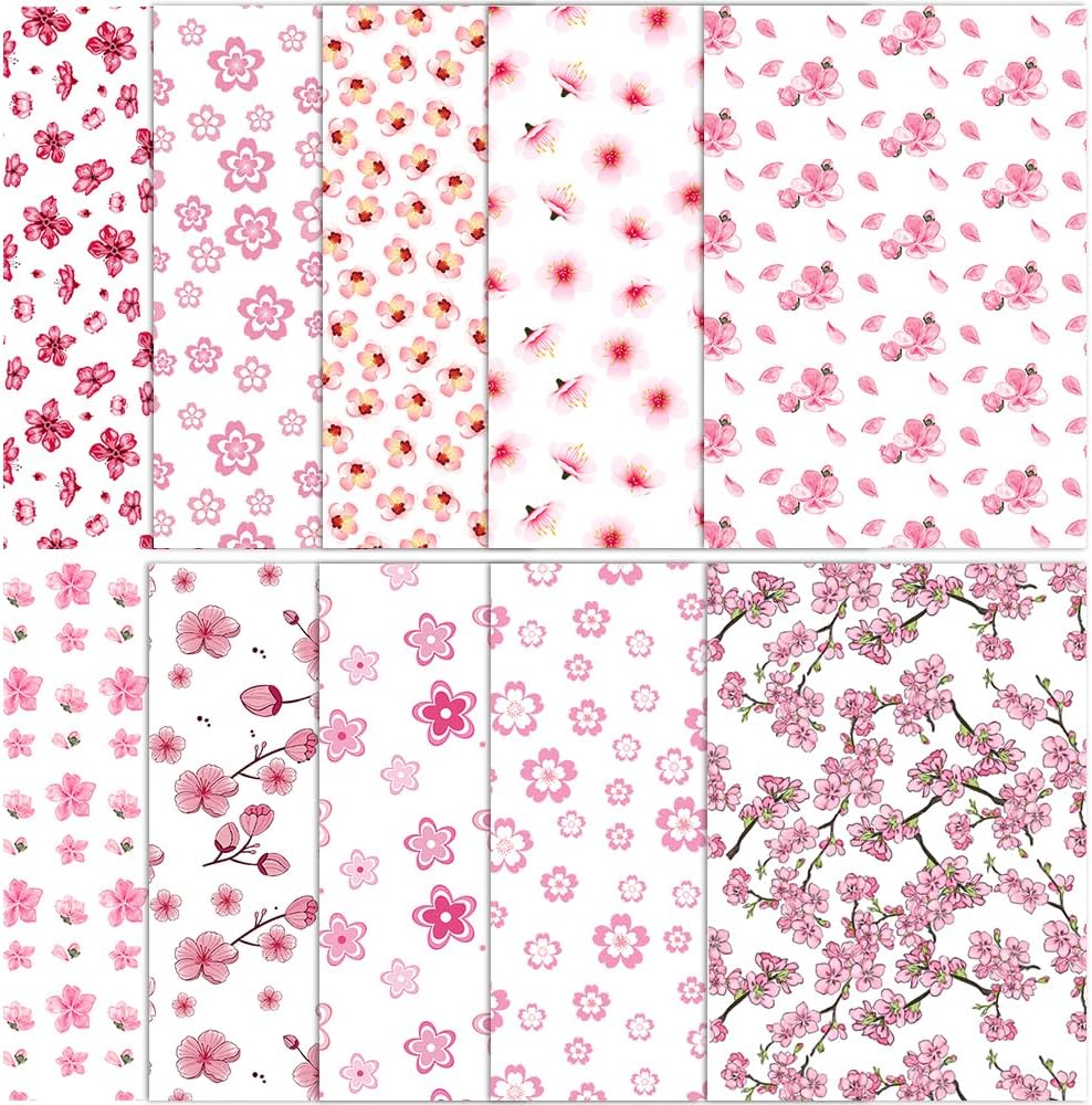 ONEART | 10 Pieces Clear PVC Vinyl Sheets, A4 Size See Through Waterproof Vinyl Fabric for Bows Earrings Making-Pink Flower