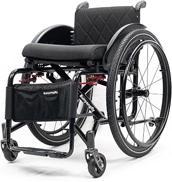 Folding Sports Wheelchair, Lightweight, Aluminum Alloy, Features footrests, seat Cushion, for AdultsSeat Width 42 cm