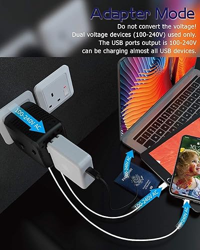 Miniatura 5 de Convertidor de voltaje descendente todo en uno de 2000 vatios de 220 V a 110 V para secador de pelo, plancha de vapor, teléfono celular, portátil,