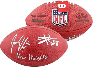 Travis Kelce & Jason Kelce "New Heights" Signed Official "Duke" Nfl Football BAS - Autographed Footballs