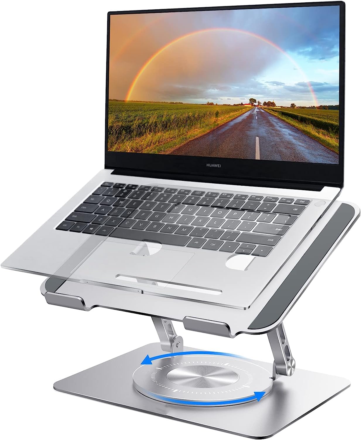 CENXILaptop Stand 360° Rotating, Foldable Aluminum Laptop Desk Stand, Adjustable Height Laptop Riser, Ergonomic Computer Monitor Stand, Compatible with PC, MacBook Air/All 10-16" Laptops (Silver)