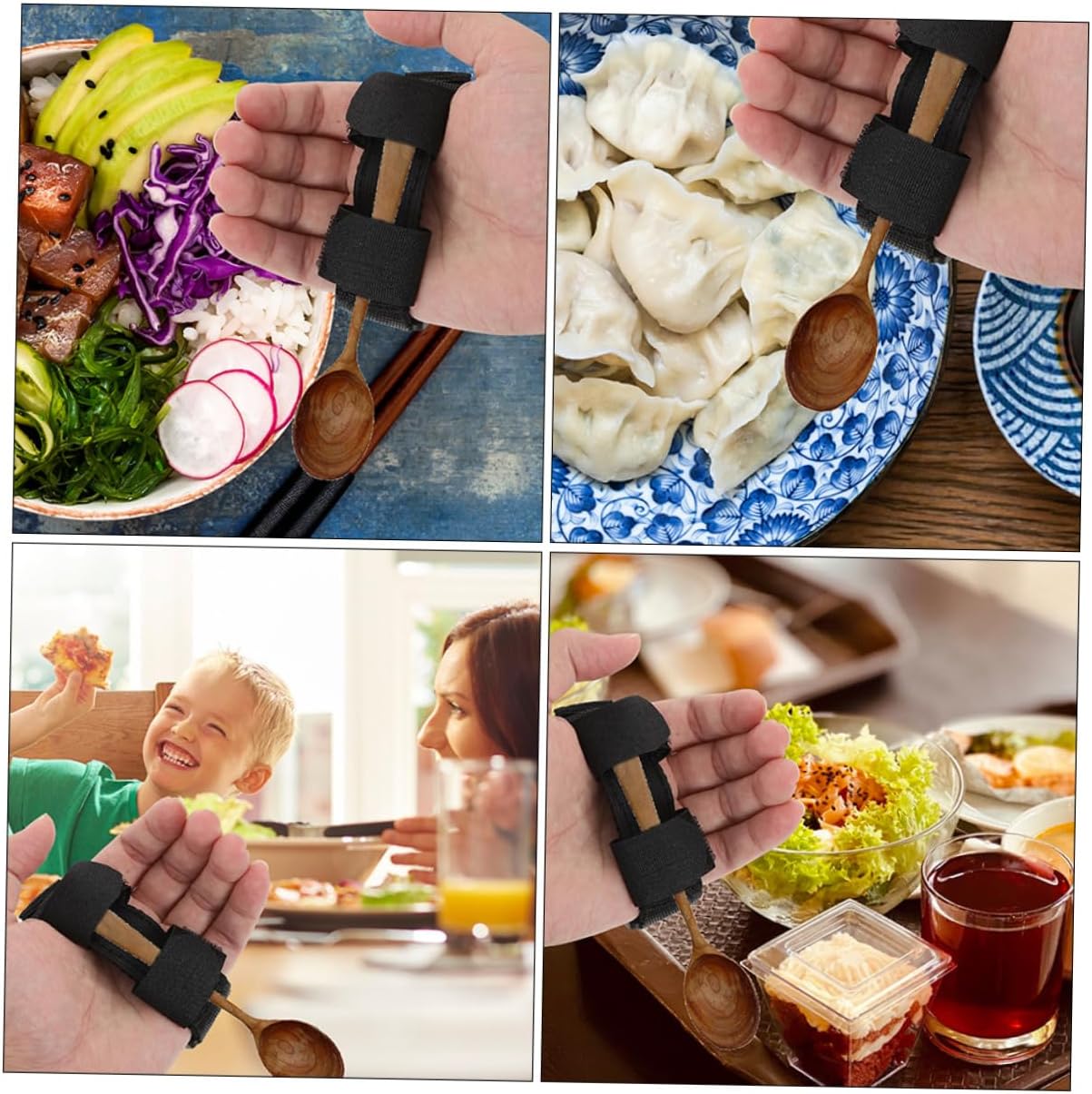 2Pcs Adaptive Utensil Fixing Strap Oxford Holder for Elderly Disabled Spoon Strap for Enhanced Grip and Comfort
