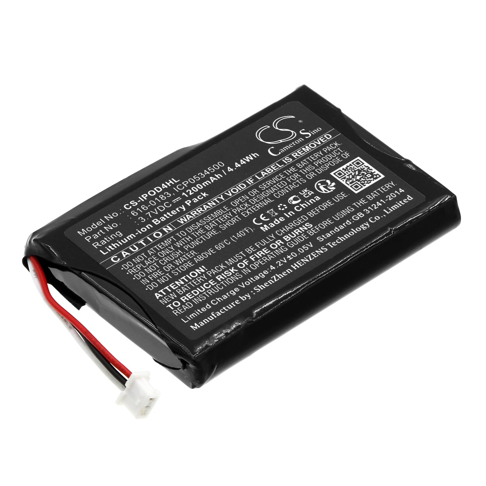 TECHTEK Batterie 1200mAh Compatible avec A1059, A1099, iPOD 4th Generatio, iPOD 4th Generation, Generation Photo, Photo, U2 20GB Color Display MA127, 30GB M9829, 30 FBA