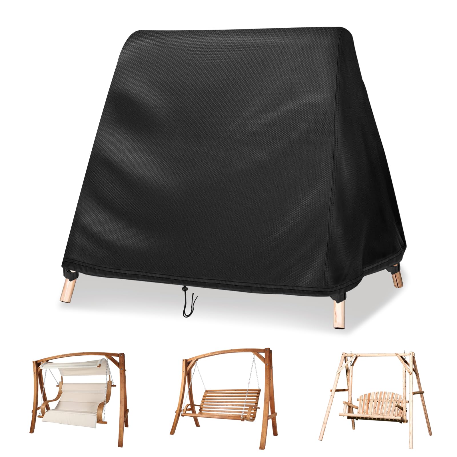 Hollywoodschaukel Abdeckung,Spitzdach Wasserdichtes Abdeckplane Winddicht UV-Beständiges Abdeckung 3 sitzer Schutzhülle Hollywoodschaukel(213x160x178cm)