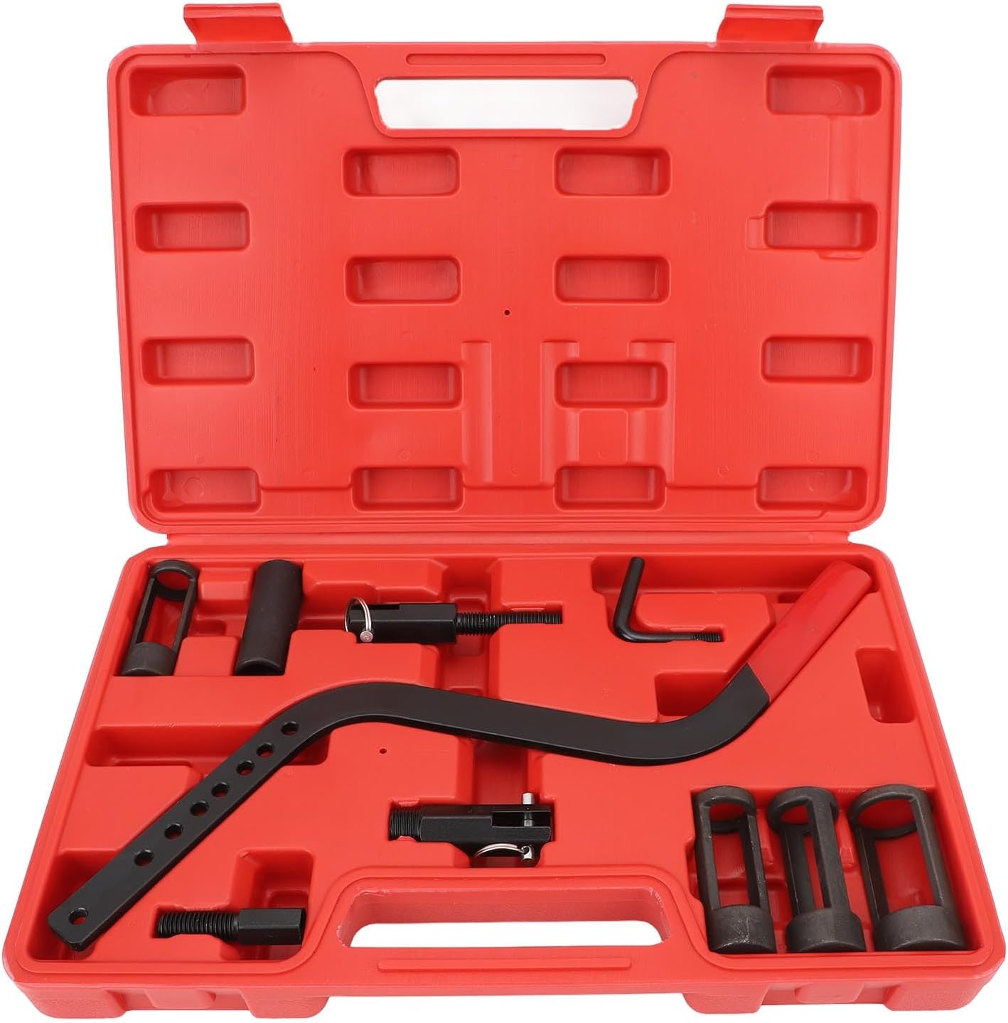 10PCS Carbon Steel Valve Spring Compressor Tool Set, Efficient Automotive Valve Spring Removal and Installation Kit, Time Saving, Complete Set with Multiple Adapter