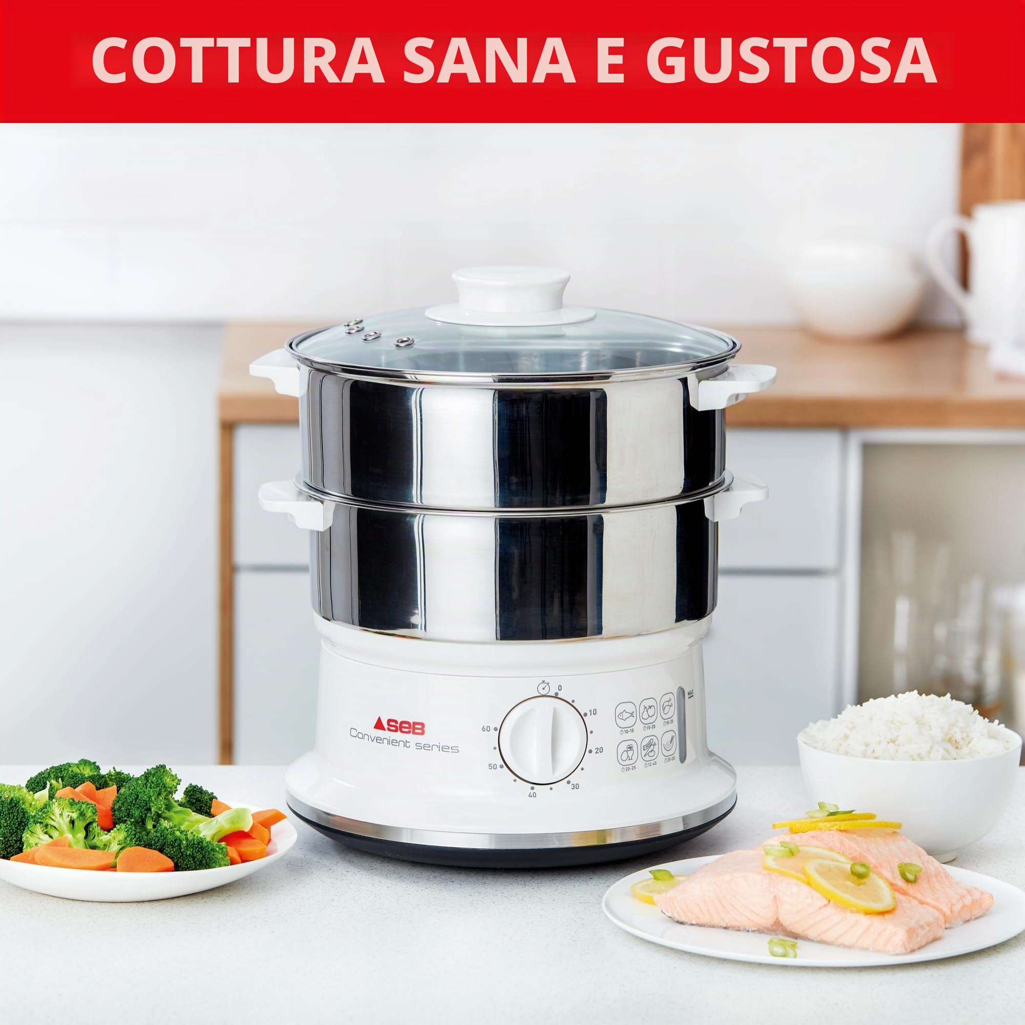 Seb VC145100 - Vaporiera elettrica in acciaio inox, 6 L