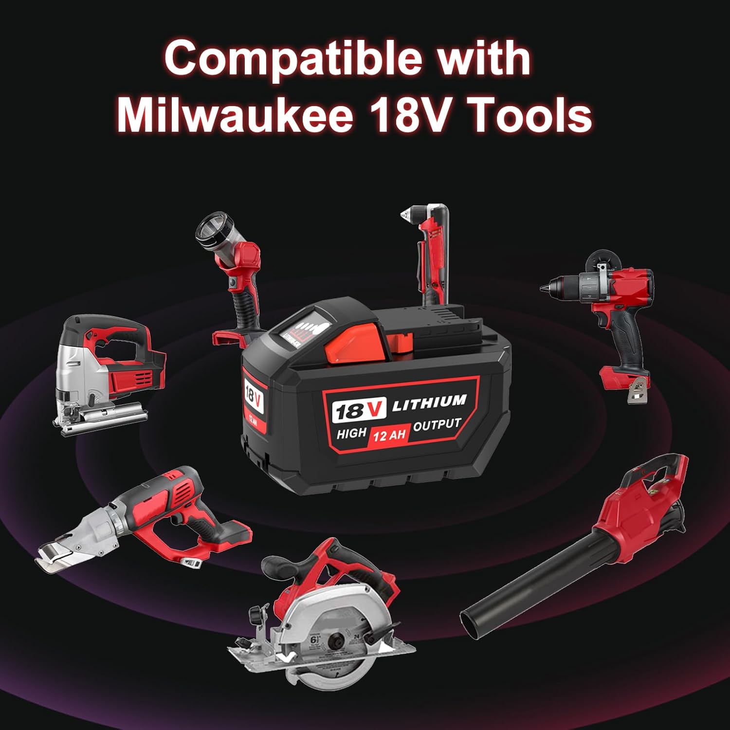 【4 Pack Upgrade 15.0Ah】 High Output Lithium ion Battery Replacement for Milwaukee 18V Battery Compatible with Milwaukee 18 Volt Battery 48-11-1880, 48-11-1815, 48-11-1820,48-11-1850 Tools (Red)