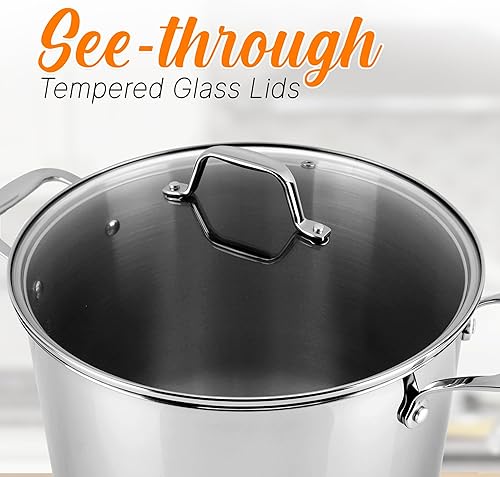 Miniatura 4 de NutriChef Tapa de olla de cocina para utensilios de cocina, tapas de vidrio templado transparente, funciona con el modelo NCSP8, resistente a las