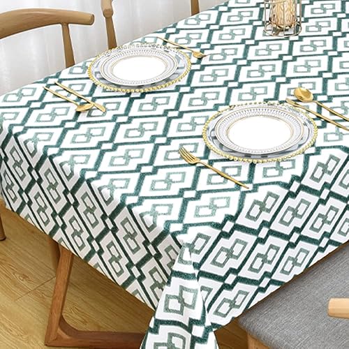 Miniatura 6 de Zobesta Manteles de vinilo para mesas rectangulares, mantel impermeable de PVC verde, mantel rectangular de vinilo resistente para cocina y