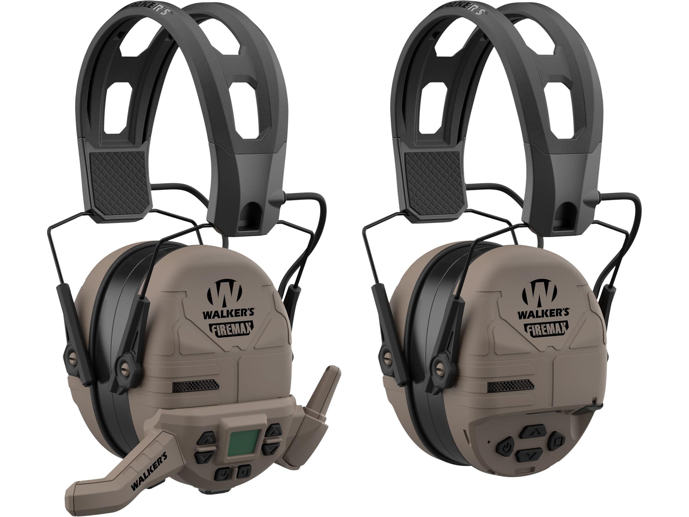 Walker's Firemax Rechargeable Electronic Ear Muffs Flat Dark Earth with Walkie Talkie 2 Pack