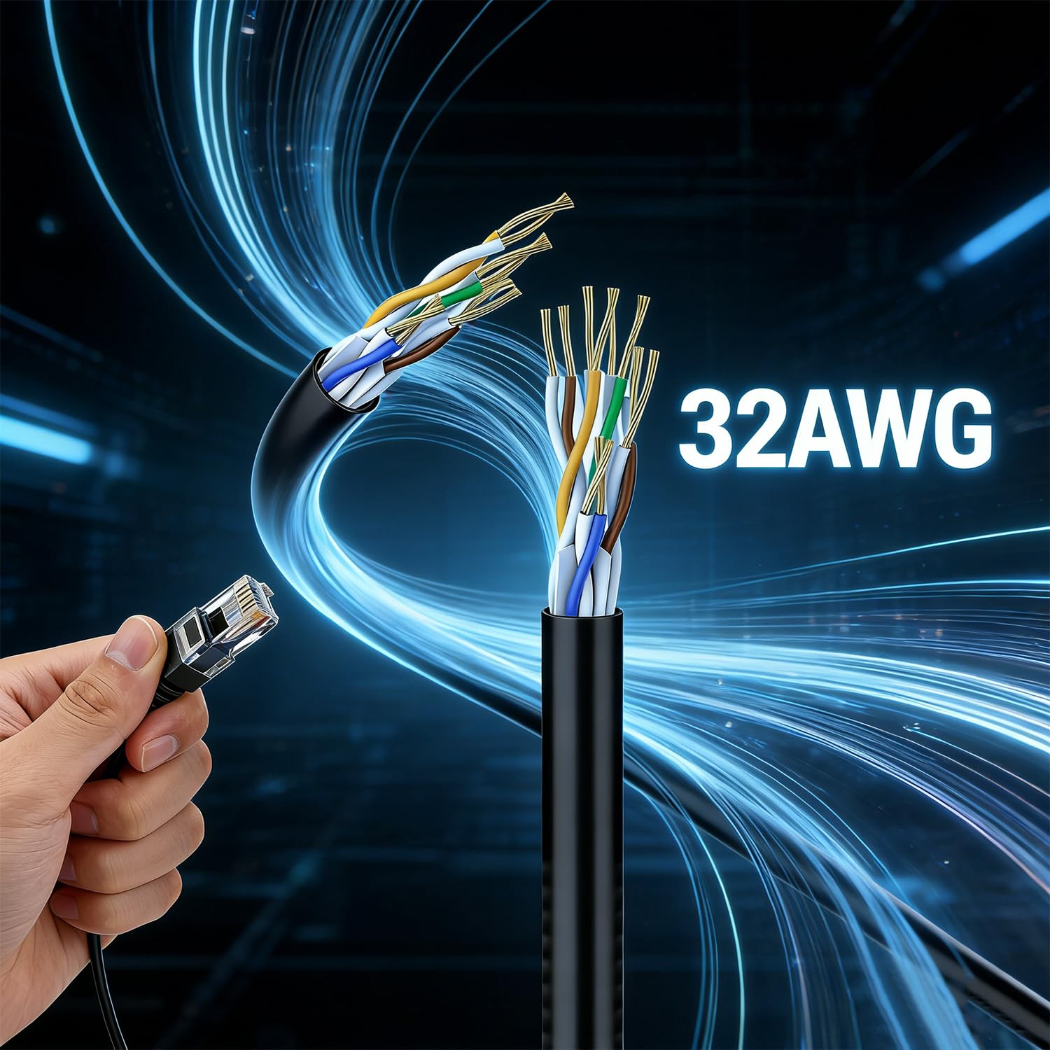 Elfcam® -Slim Cavo Ethernet Cat 6 Sottile da 20 m, Cavo di Rete WAN LAN Cat6 32AWG, Nero Ultra Sottile (20 Metri)