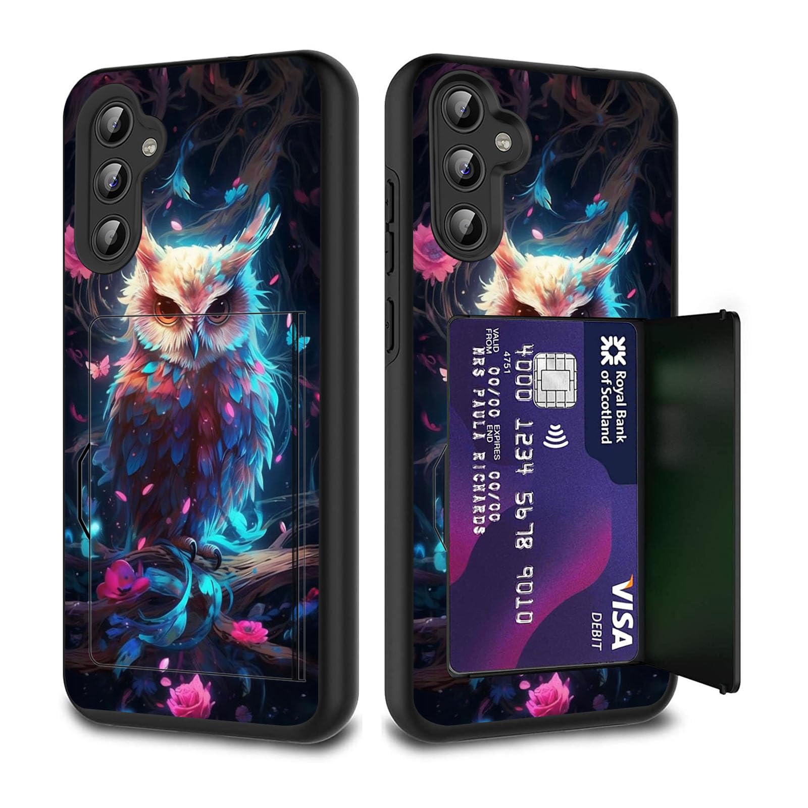 FGDRFGRW Designed for Galaxy S24 FE Card Holder Credit Card Wallets Case,Dual Layer Hybrid Shockproof Drop Protection with Kickstand Feature Case for