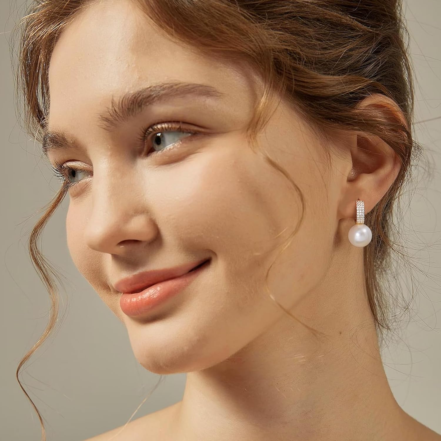 Pearl Earrings for Women 14K Gold Plated Hypoallergenic Pearl Earrings 5A Cubic Zirconia Dangle Earrings Elegant Jewelry - Image 5