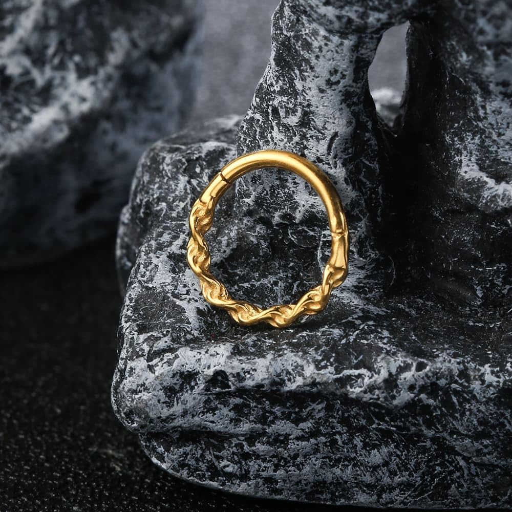 Septum rings hoops,1PCS 16G/8mm Ring Multi-Cones Surgical Stainless Steel Nose Ring Hoop Jewelry Clicker Cartilage Earring Hinged Segment Daith Piercing - Image 3