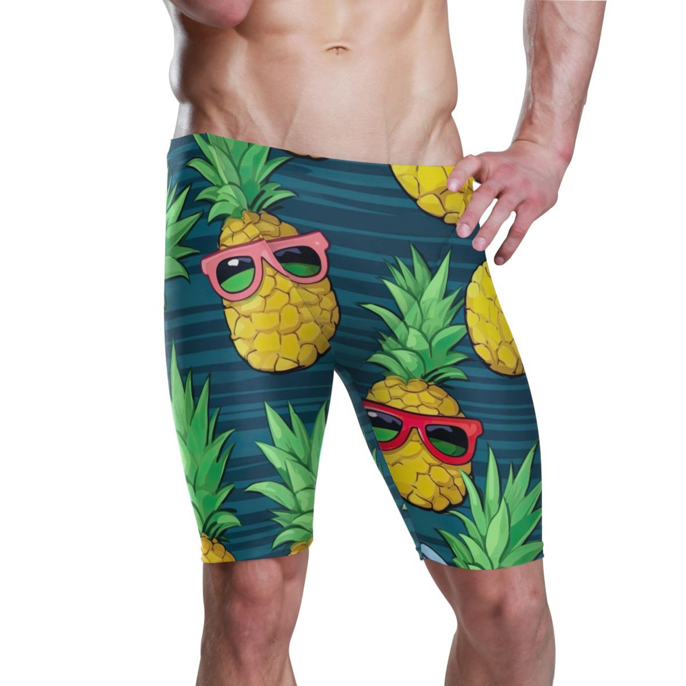 Pineapple Cooler Glasses Men's Swim Jammers Racing & Training Swimsuit Fast, Flexible,Comfortable XXXL B0401050
