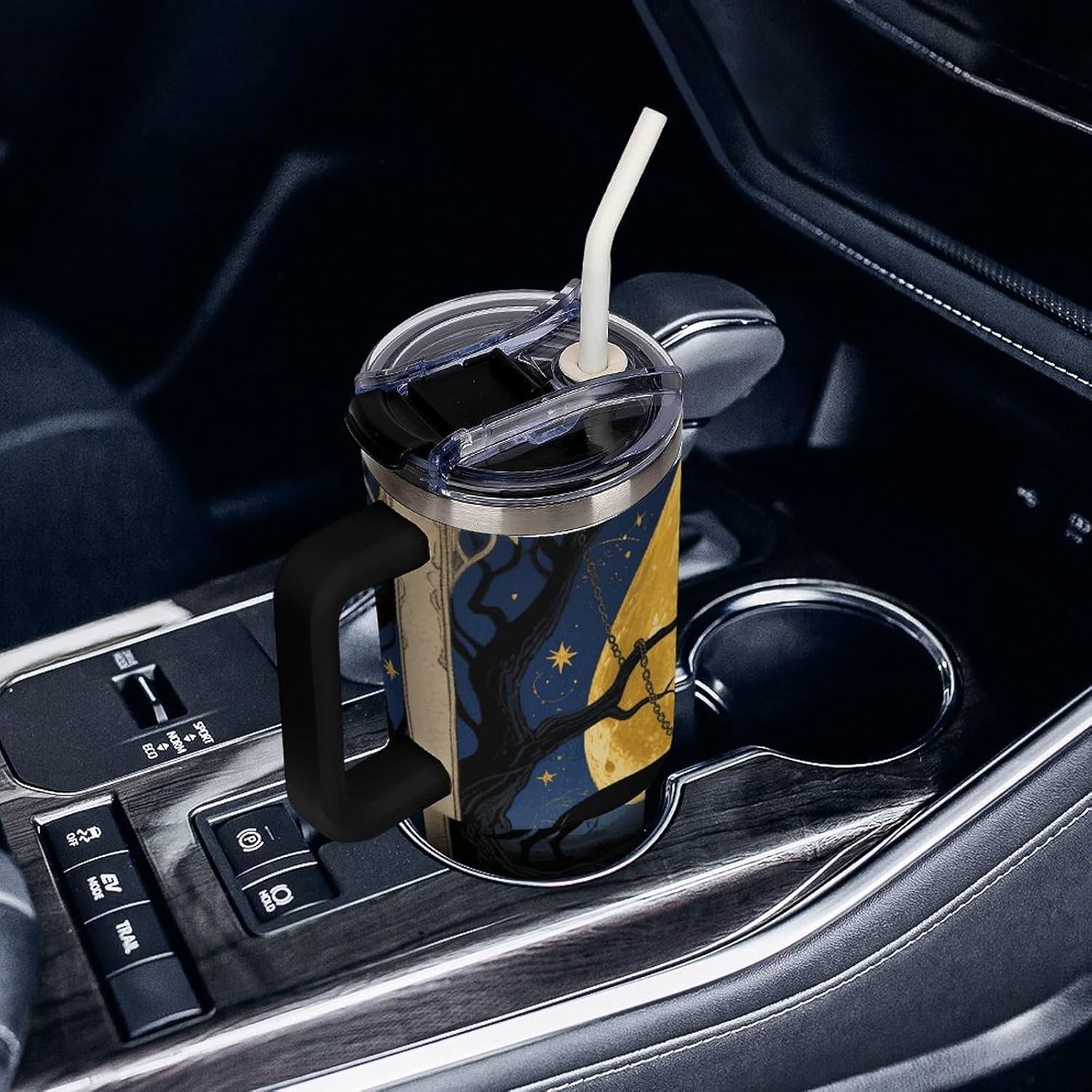 40 Oz Tumbler with Straw And Lid Tarot Card The Moon Insulated Travel Coffee Mug Stainless Steel Water Bottle Vacuum Insulated Tumblers for Sport Work Car Travel Weekends