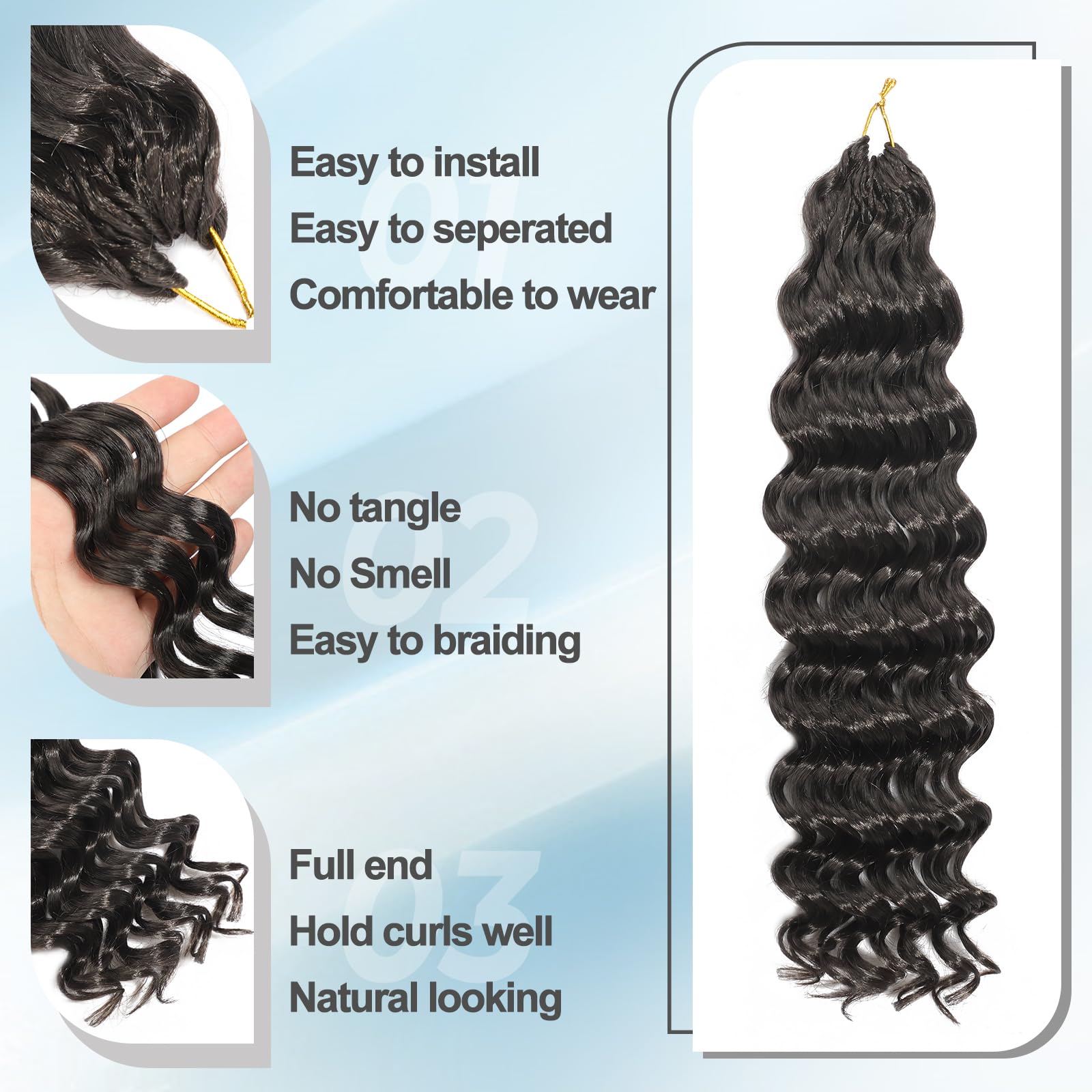 AMLUCKS Ocean Wave Crochet Hair 8 Packs Pre Looped Short GoGo Curl Crochet Hair Ombre Curly Deep Wavy Twist Braids Synthetic Braiding Hair Extensions for Women (4# - Image 4