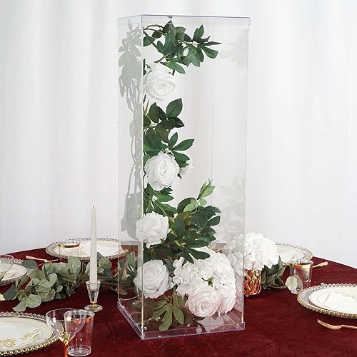Miniatura 15 de Efavormart - Caja de exhibición transparente de acrílico y Lucite de 24 pulgadas para centros de mesa con tapa y base intercambiables