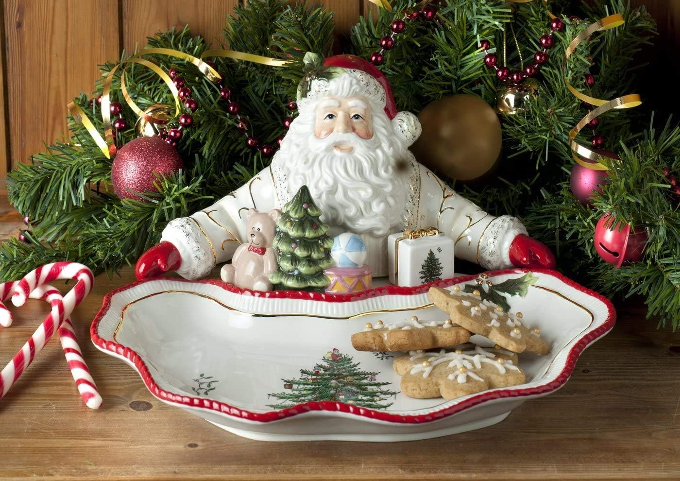 Up To 50% OFF Spode Christmas Tree Santa Dish- 22 karat gold