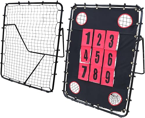 Miniatura 8 de Red de lanzamiento de béisbol y red de rebote de repuesto, con objetivo de zona de golpe de 9 agujeros, redes de equipo de entrenamiento de béisbol