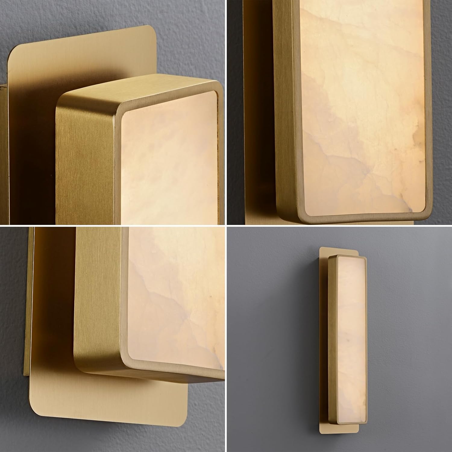 19.7" Alabaster Wall Sconces Natural Marble Wall Sconces Indoor Modern Bathroom Wall Sconces Gold Wall Sconces for Bedroom, Living Room, Stairs, Hallway, Restaurant