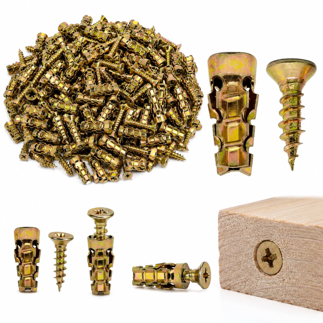 GIONAR 100PCS 6×14mm Door Hinge Repair Screws, Wall Plugs Expansion Anchors