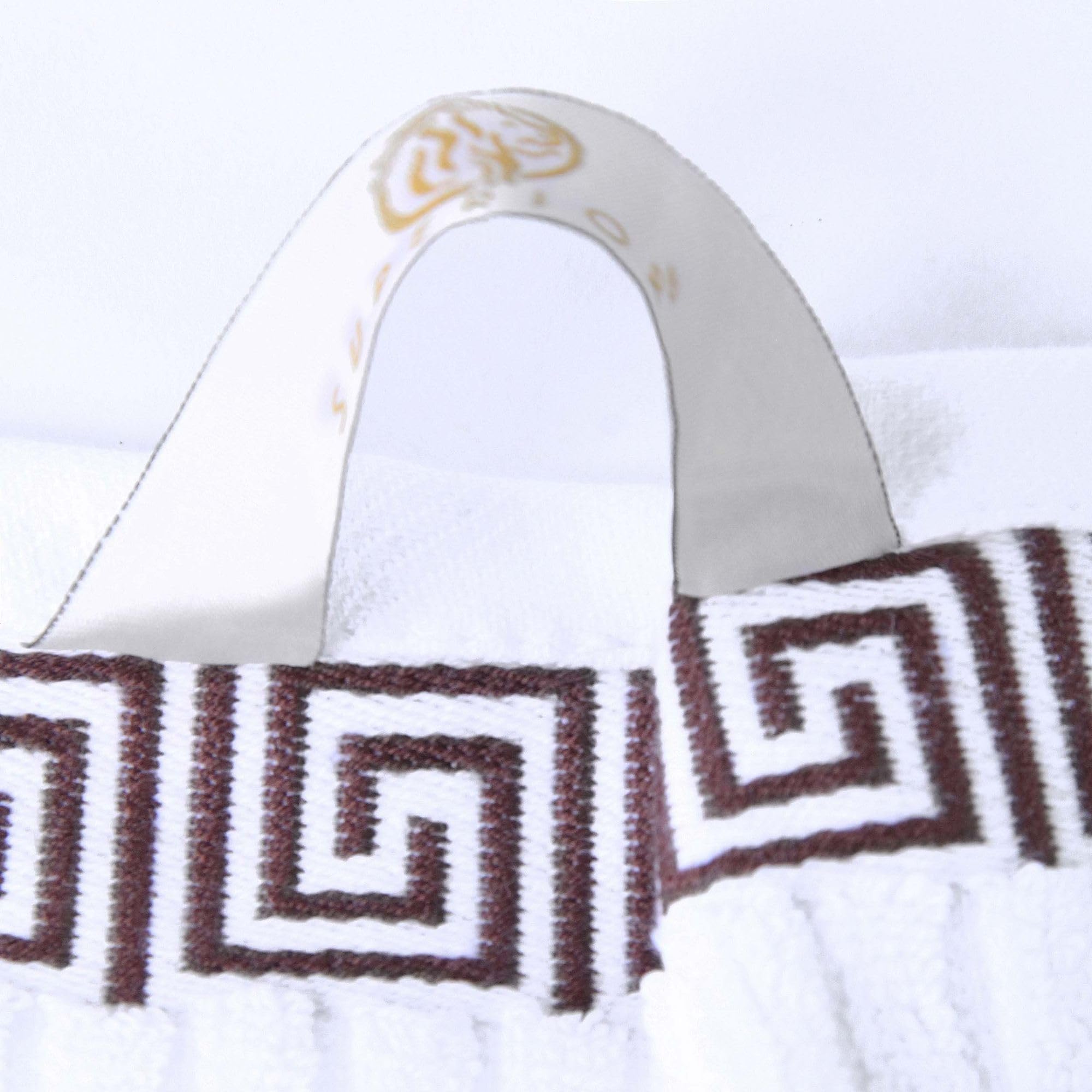 Superior Greek Pattern Decorative 6-Piece Towel Set, Absorbent Premium Cotton, Decor for Bathroom, Spa, Includes 2 Hand, 2 Face, and 2 Bath Towels, Home Essentials, Athens Collection, Chocolate