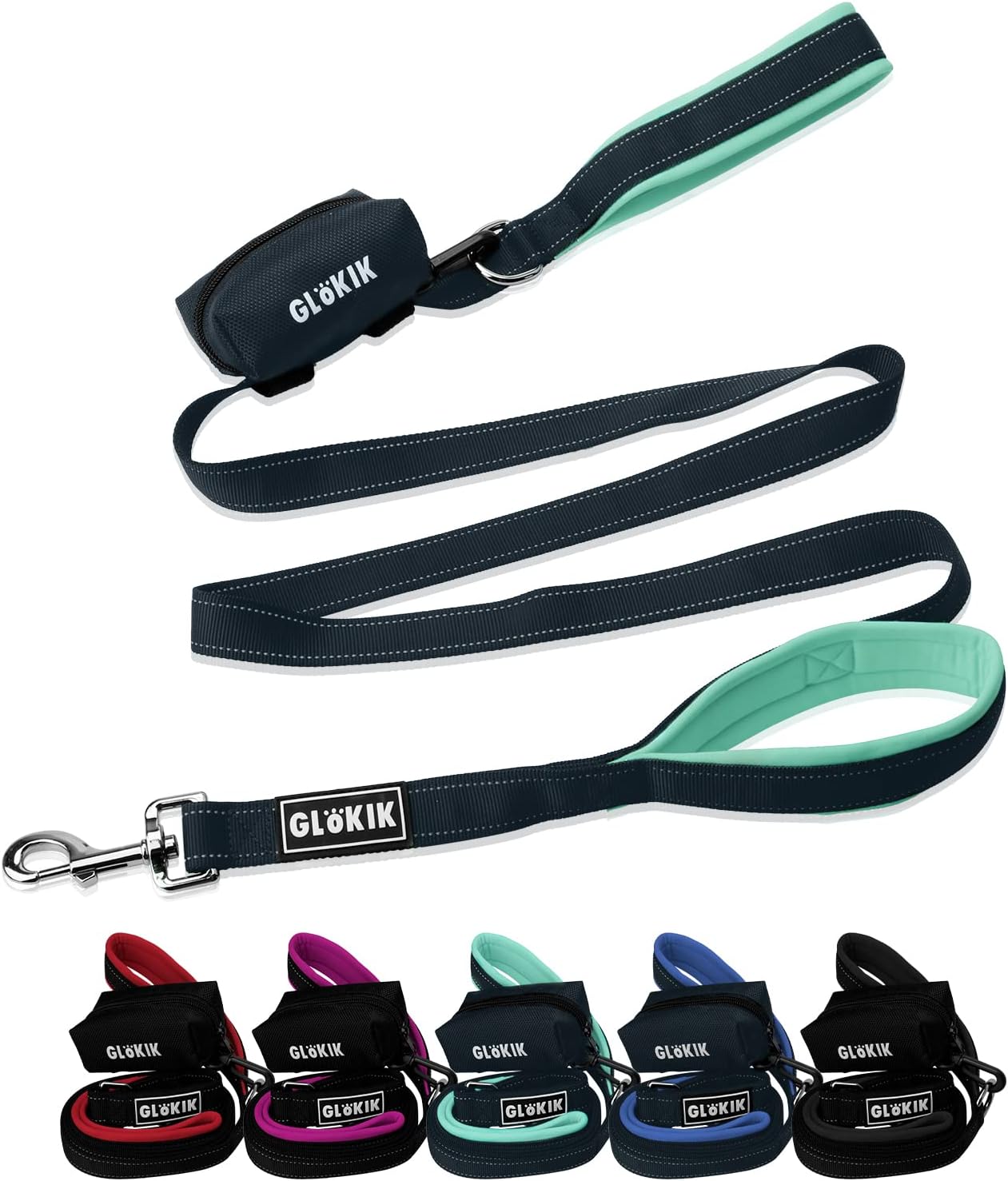 Dual Handle Reflective Dog Leash – 5ft Or 6.5ft, Heavy-Duty Nylon For Large & Medium Dogs, Night Walking