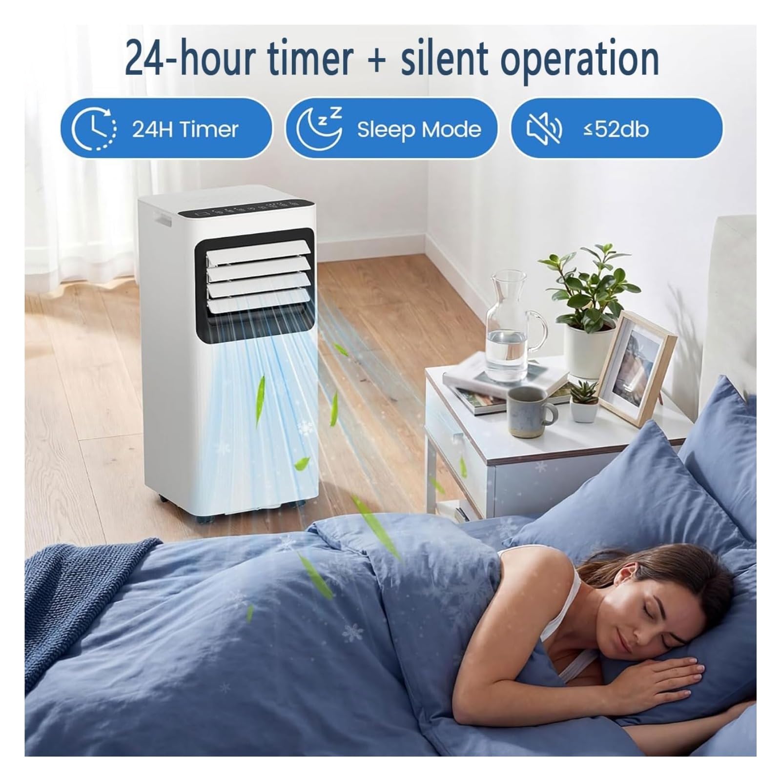 condizionatore, 7000 BTU, telecomando e timer, modalità sospensione, kit finestra, nessuna necessità di parete(Style 3)