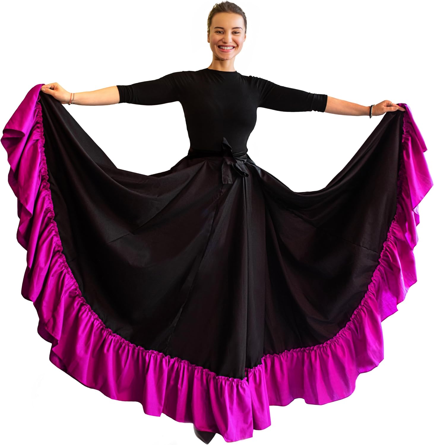 Professional Dance Skirt for Folkloric Mexican Dance, Bomba, Plena or Flamenco Dancing | Double Circle |