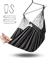 Vista 10 de ADVOKAIR Silla hamaca colgante silla columpio de cuerda XXL – Máximo 500lbs, silla hamaca columpio grande de 70in – Barra separadora de acero