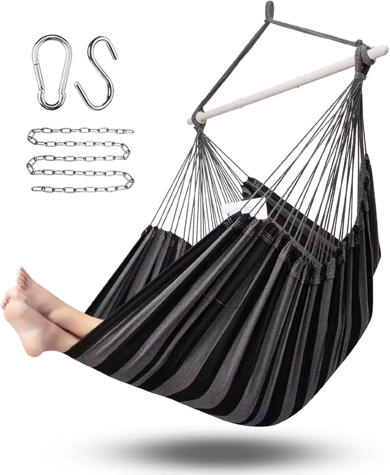 Hamacs design & mobilier jardin tendance 2026 : 50 idées Pinterest ADVOKAIR Chaise hamac à suspendre en corde XXL – Max 226,8 kg, grande balancelle de 177,8