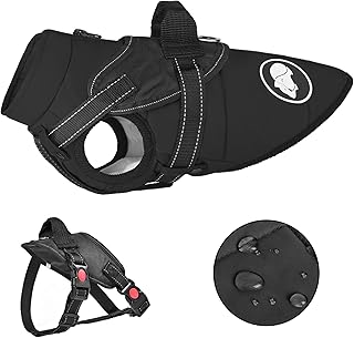 wasserdichte Hundemantel mit Abnehmbarem Geschirr, Winter Warme Hundejacke für Kleine und Mittlere Große Hunde, Reflektierende Winterhundkleidung für Teddy Chihuahua Bulldogge Labrador product image