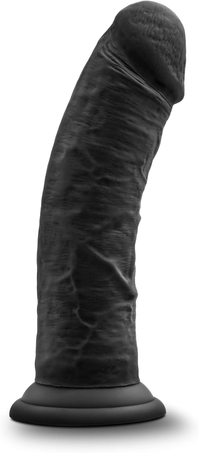 Blush Ruse Jammy 8" Silicone Dildo - Ultrasilk Realistic Girthy Cock - G-Spot Anal Vaginal Pegging Play Curvy Thick Penis - Suction Cup Harness Compatible - Women Men Couples Adult Sex Toy- Black Dong