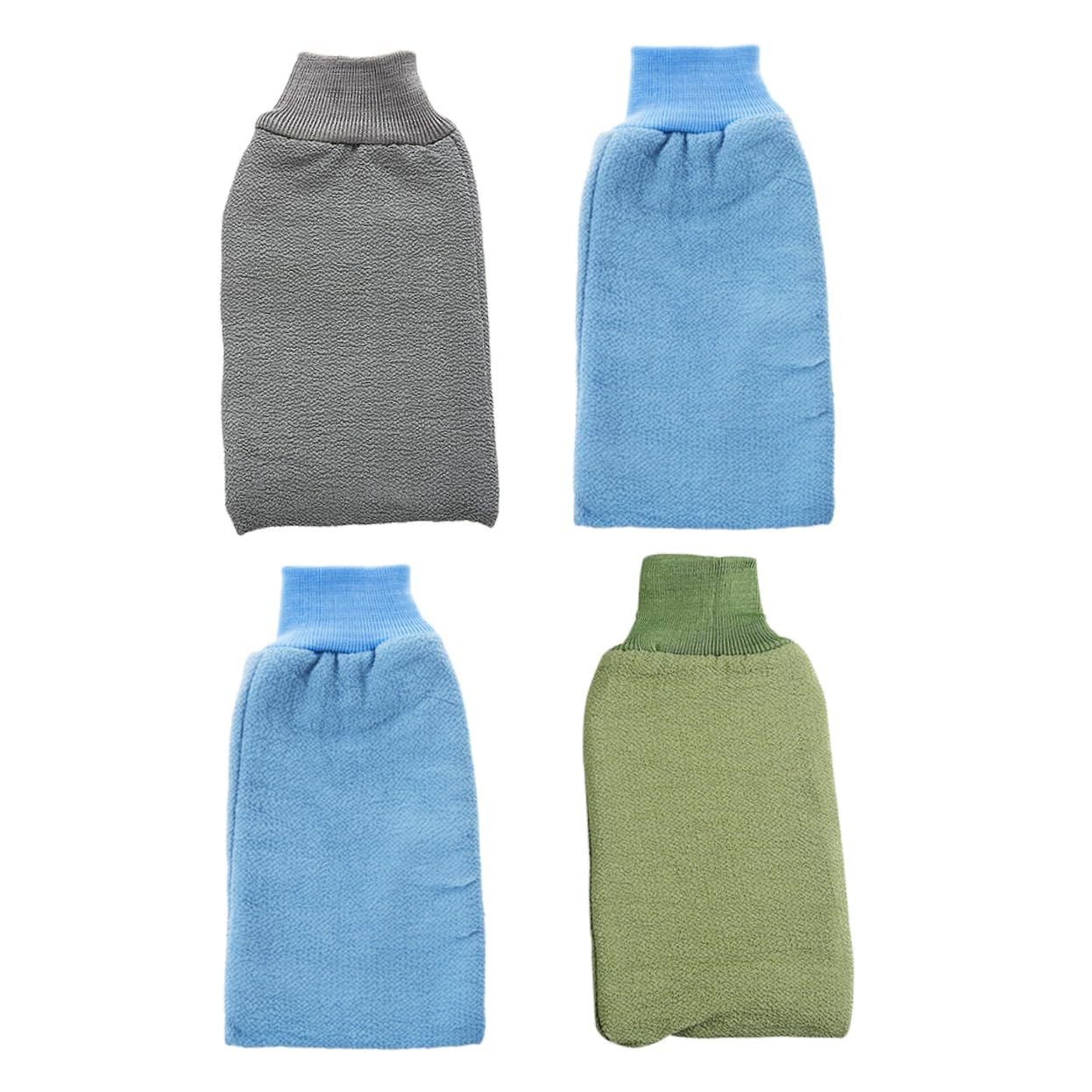 FRCOLOR 4pcs Bathing Cleaning Towel Random Color Shower Cleaning Gloves for Exfoliating Skin Comfortable Wrist Closure for Home Bathroom Use Random Color