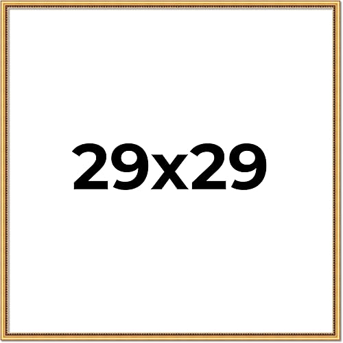 Marco de fotos de madera maciza dorada con cuentas de 29 x 29 pulgadas, ancho de moldeo de 0.75 pulgadas, marco de fotos tradicional Liscio Oro,