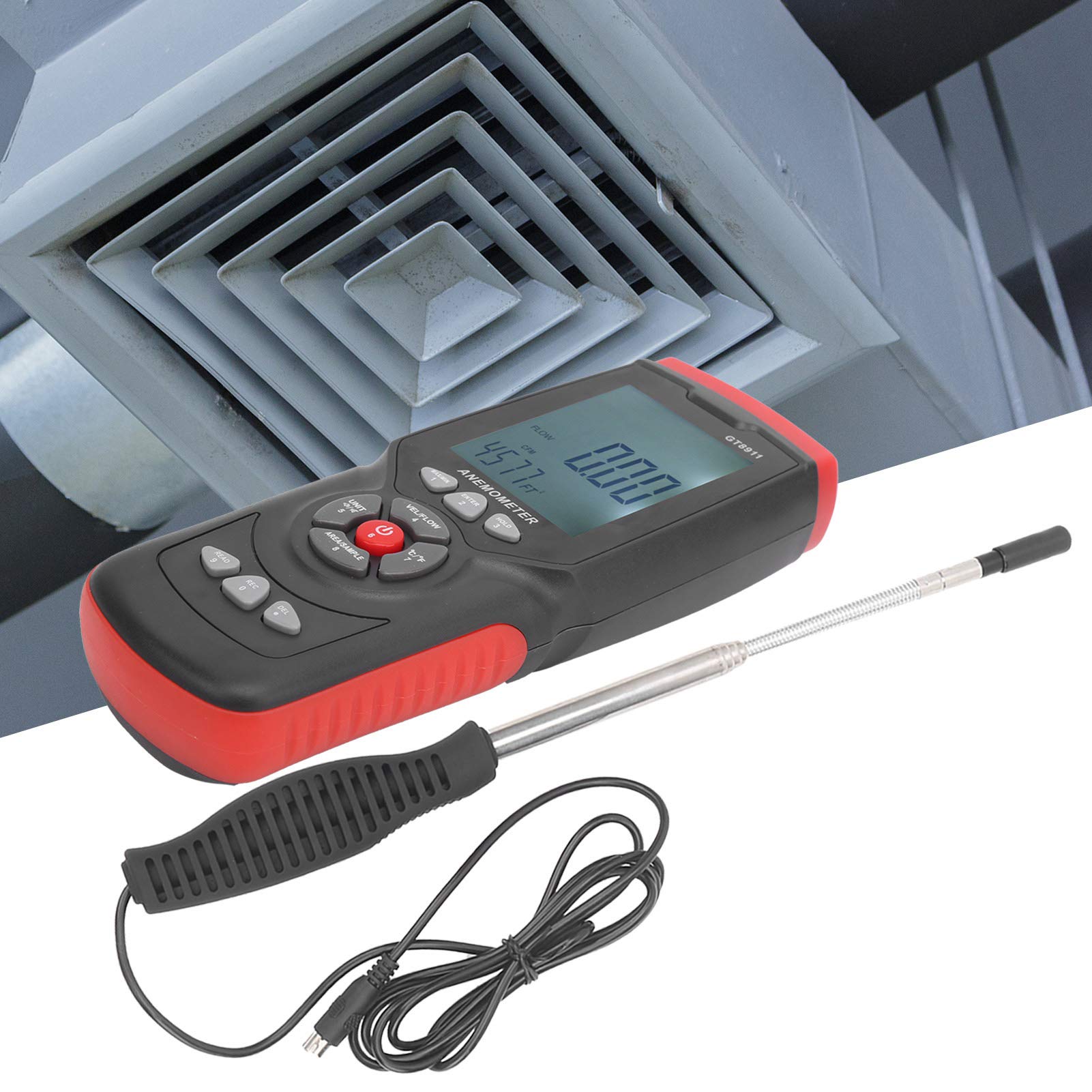 Anemómetro LCD Digital GT8911, medidor de volumen de velocidad del viento de mano térmico para oficina de fábrica