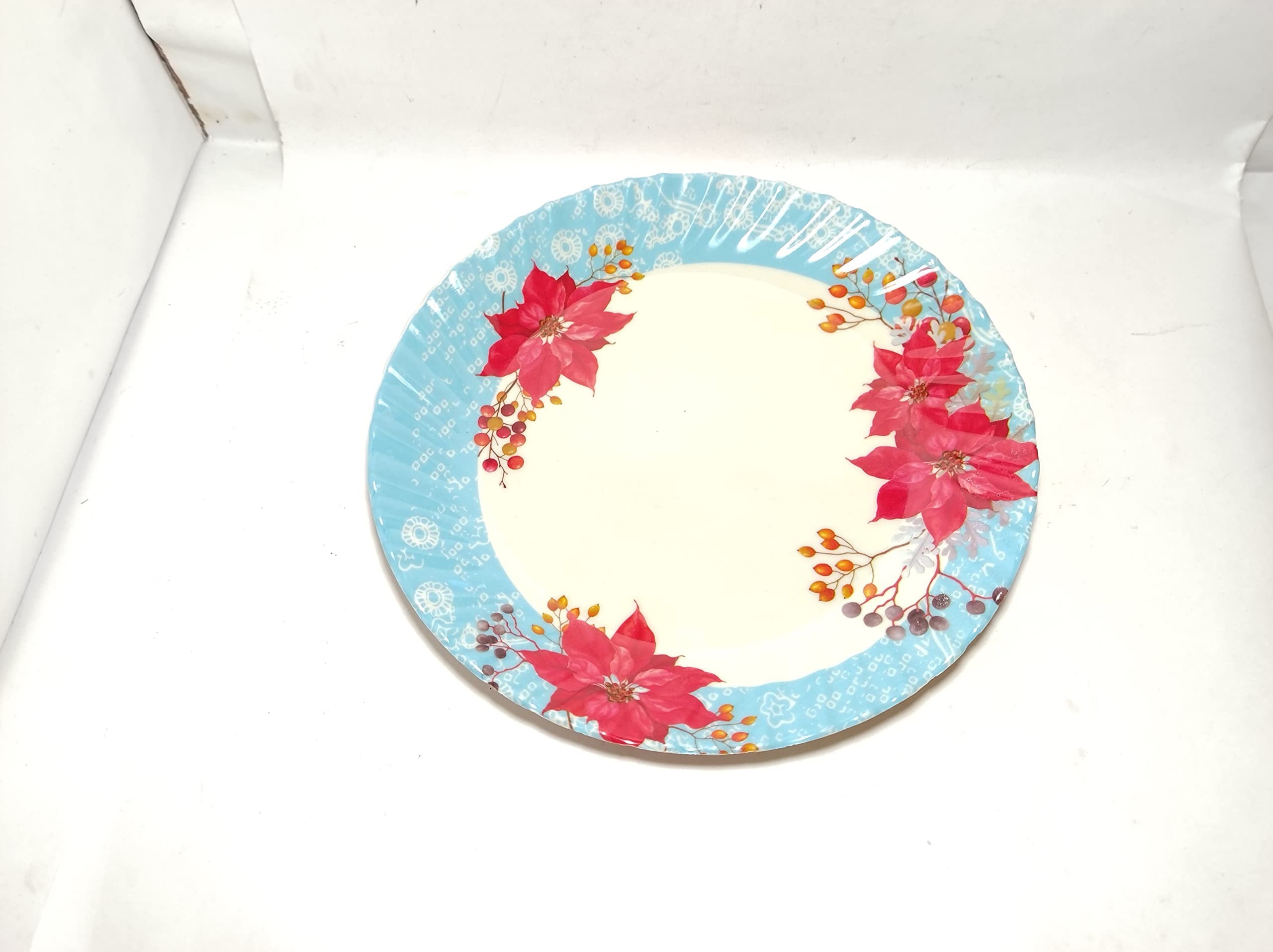 GVIBE 8 Inch Melamine Opal Half Dinner Plate Unbreakable Dishwasher Safe for Serving Lunch, Dinner, Breakfast, (Blue, Pack of 6)