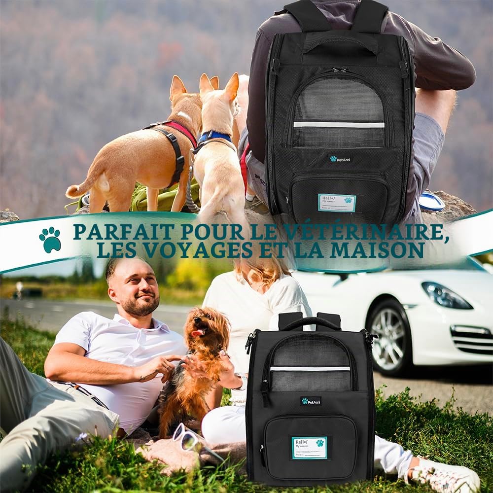 PetAmi Sac à Dos de Transport ventilé pour Petit et Grand Chat, Animal de Compagnie, Chiots, Sac à Dos de randonnée ventilé pour Animal de Compagnie, Sac de Voyage approuvé par Les compagnies