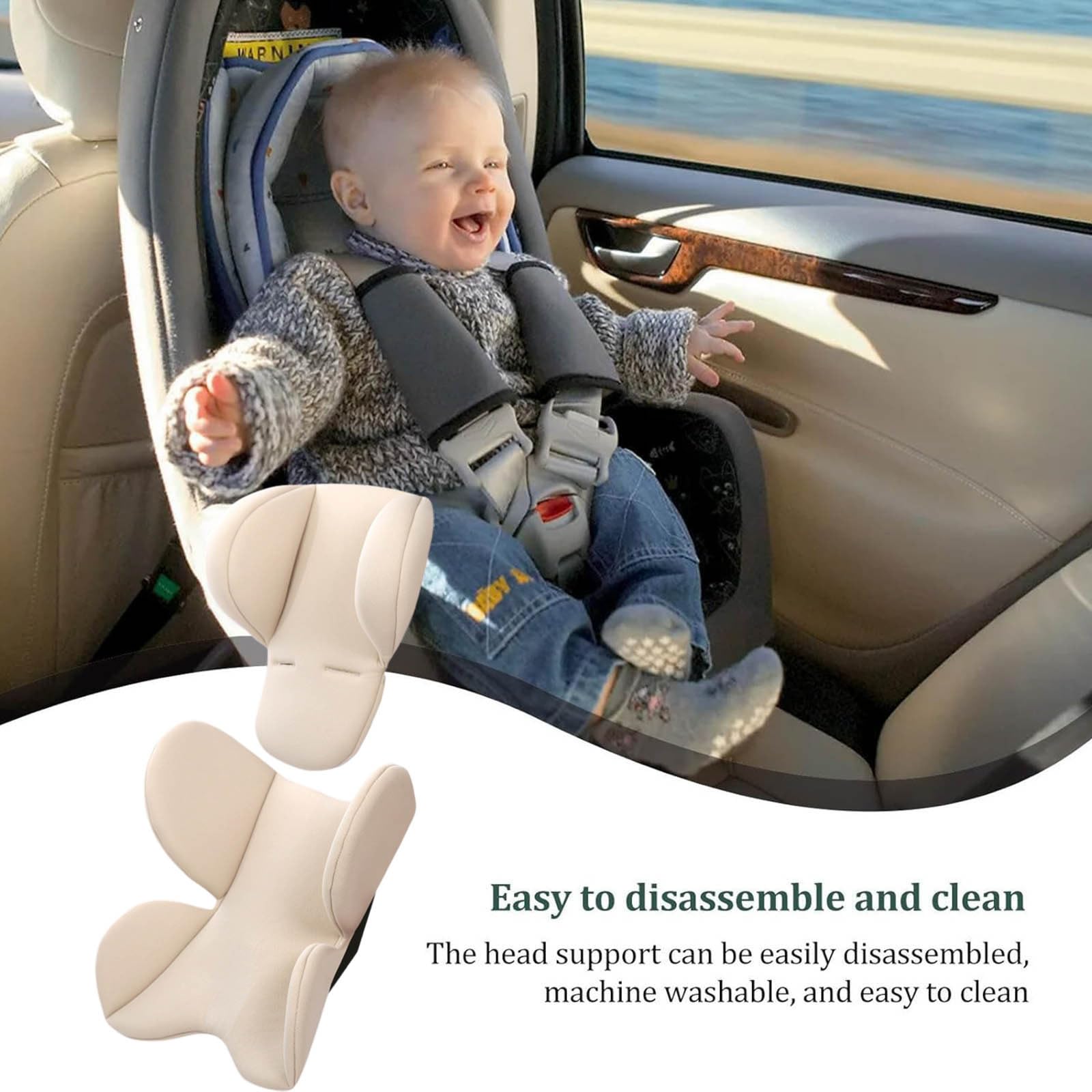 Cojín de asiento de coche para recién nacido, inserto de soporte para cabeza y cuerpo para asientos de coche, cochecitos y tumbonas