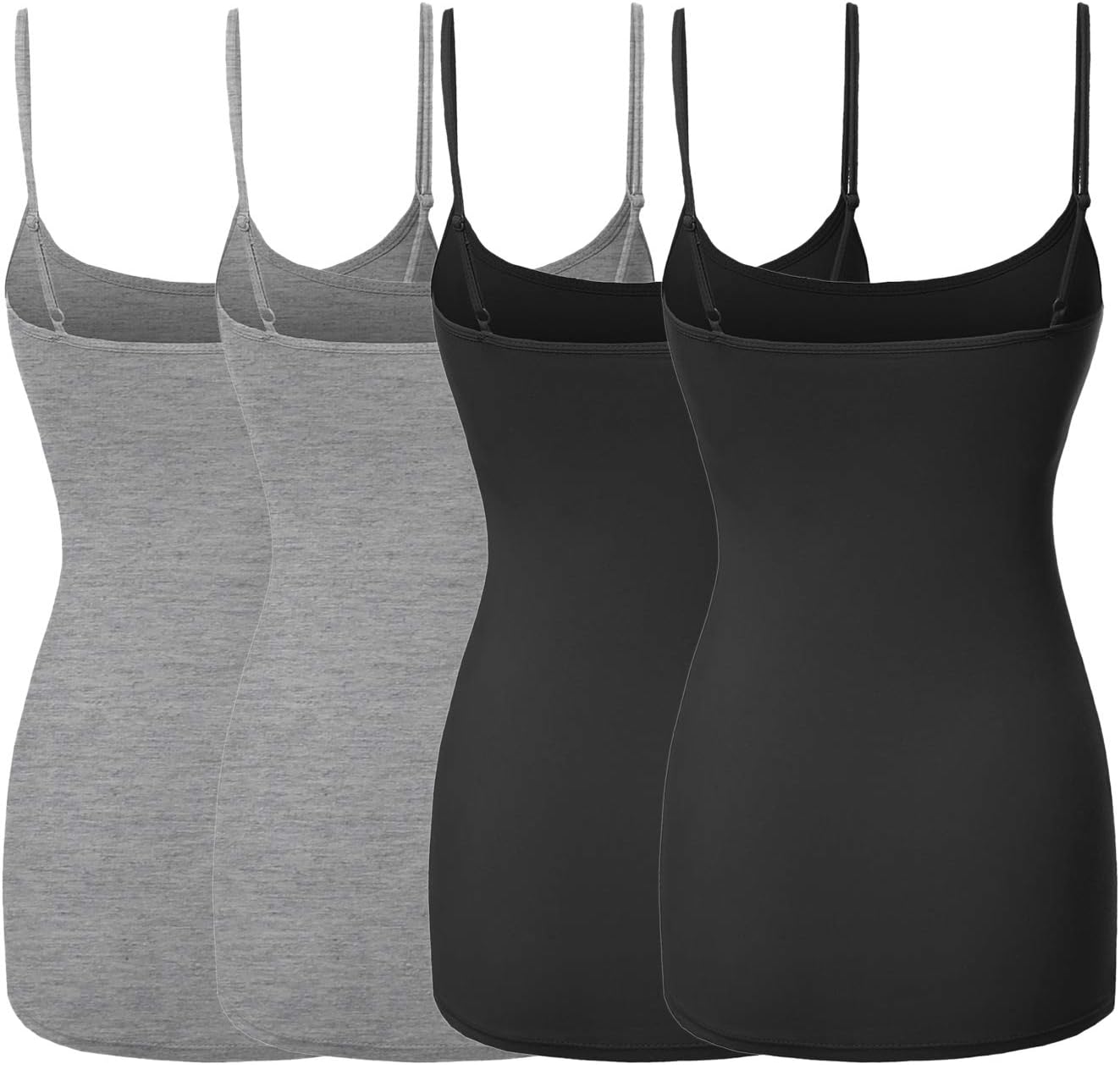 Made by Emma Women's Basic Solid Long Length Adjustable Spaghetti Strap ...