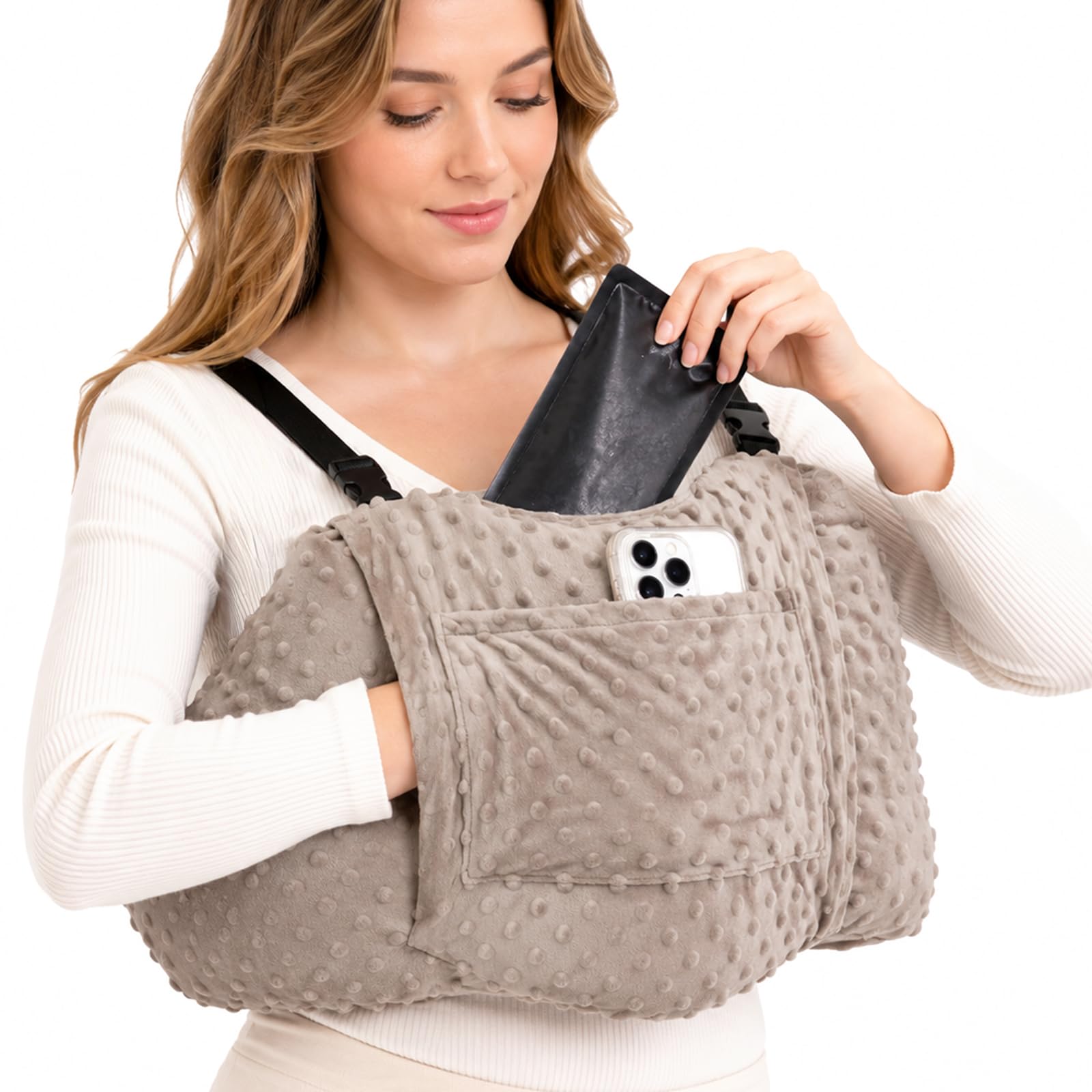 VeftBltrem Post Mastectomy Pillow, Post Surgery Recovery Must Haves with 5 Pockets, Lightweight Hysterectomy Pillow, Breast Surgery Gifts for Women Help for Recovery and Rest, Grey