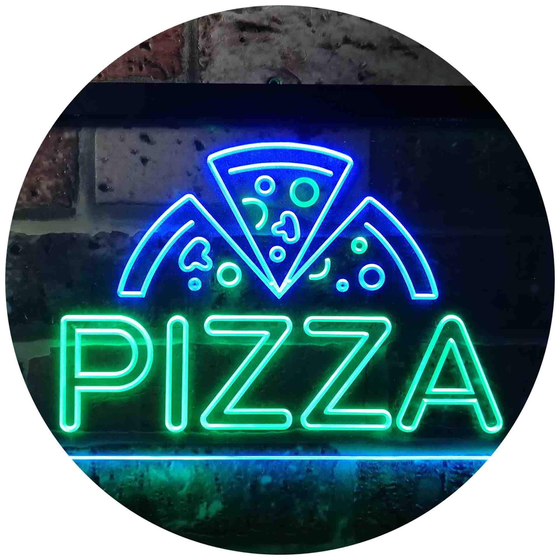 ADVPRO Pizza Shop Open Dual Color LED Enseigne Lumineuse Neon Sign Vert et Bleu 600 x 400mm st6s64-i3564-gb