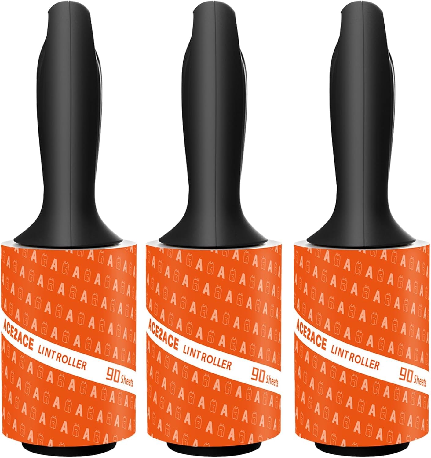 ACE2ACE Extra Sticky Lint Roller Refills For Pet Hair - 270 Sheets With 3 Handles, Black - Clothes, Carpet & Furniture Cleaner
